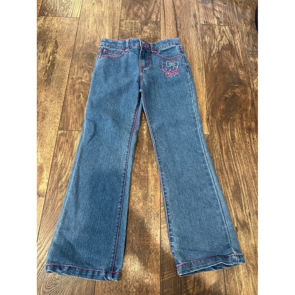 Evys of California Other - Evys of California Girls Hello Kitty Denim Flare Jeans Size 6X Pink Sparkle